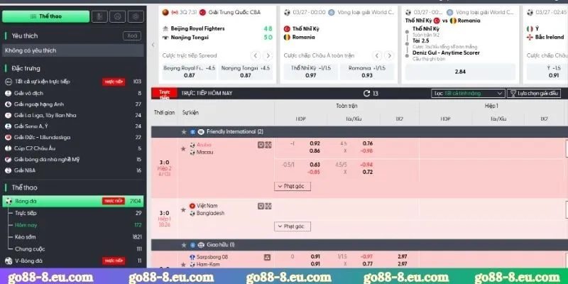 3 nhà cung cấp thể thao GO88 đỉnh cao