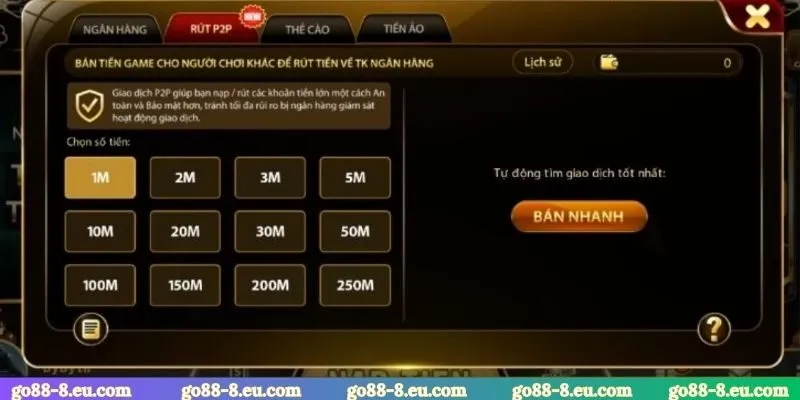 Nạp tiền GO88, Rút tiền GO88