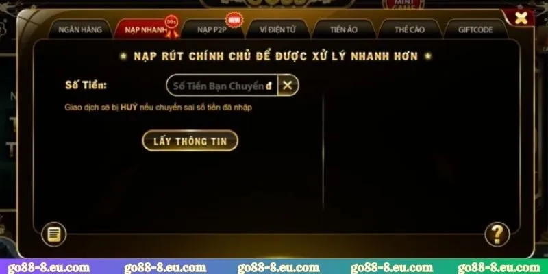 Hướng dẫn 7 kênh nạp tiền GO88 chi tiết